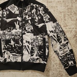 Sean John Black and White Graphic Bomber Jacket